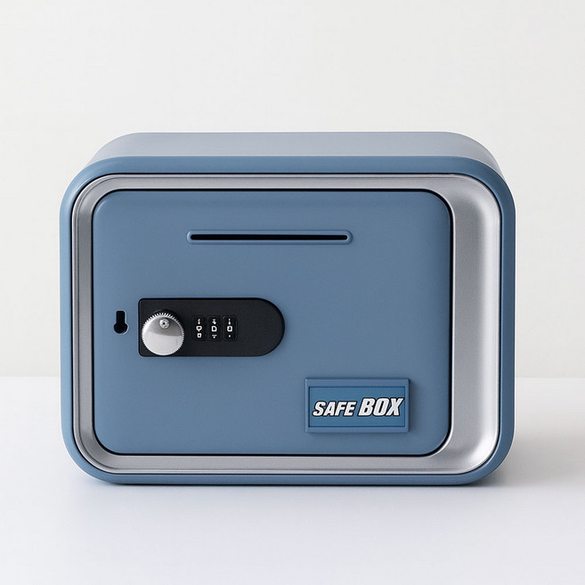 사각 미니금고 지폐 디지털 비밀번호 저금통, 네모 저금통-블루