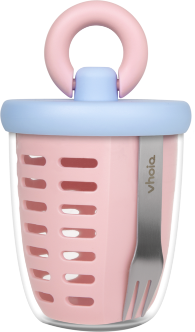 보이오 후르츠팟 과일 샐러드 간식 직장인 도시락통 밀프랩 링 푸르트 컵, 1개, 베이비핑크