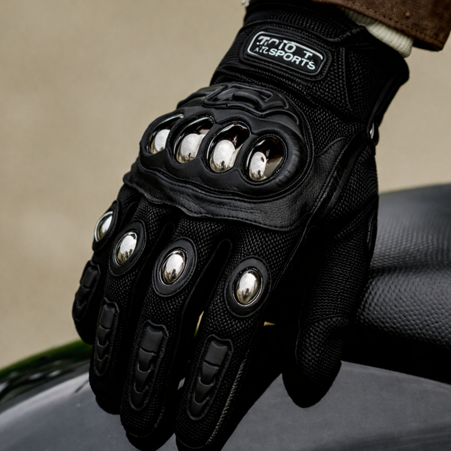 도니엘 통기성 너클보호 터치스크린 바이크 장갑, 블랙