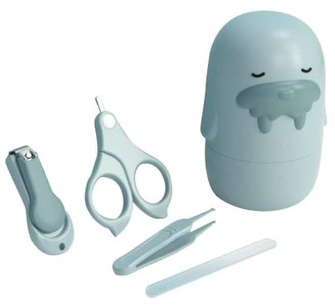 신신살롱 유아용 귀여운 하마 손톱깎이 세트, 민트, 1세트