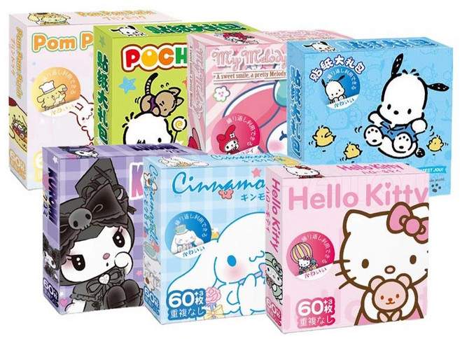 산리오 다꾸 스티커 모든디자인세트 1통에 60+3장 pvc스티커 어린이집 친구들 선물, 7통, 중복없이 한개씩