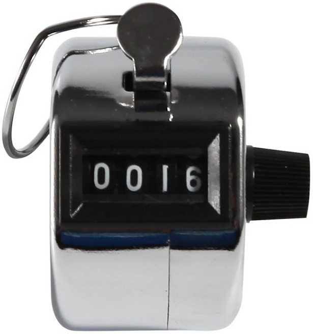 手持計數器 輕巧便攜 數字清晰 運動計步器 活動人數統計器, 銀色金屬外殼, 1個