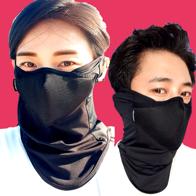 UV99.9% 자외선차단 여성 남성 골프 등산 자전거 스포츠 러닝 마스크 얼굴 햇빛 가리개, 쉴드마스크 블랙(4계절용), 1개, 남여공용 B형(귀열림)