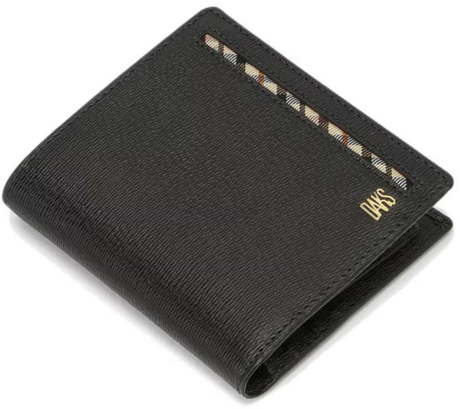닥스 남성 블랙 천연 소가죽 골드 로고 라인 포인트 2단 반지갑