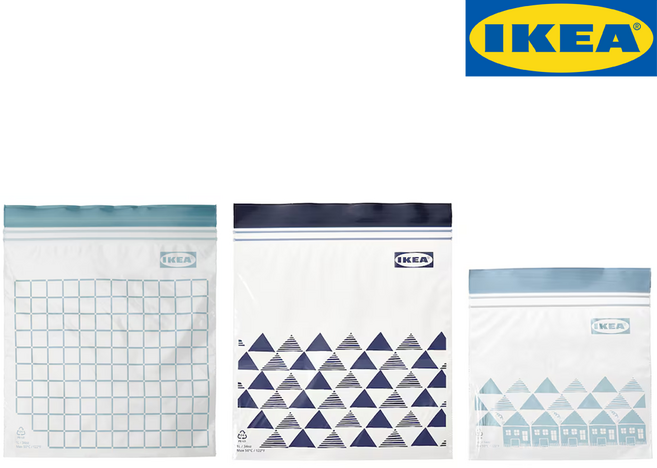 이케아 이스타드 지퍼백 소형체크25p + 소형블루60p, 1개, 85개, 혼합