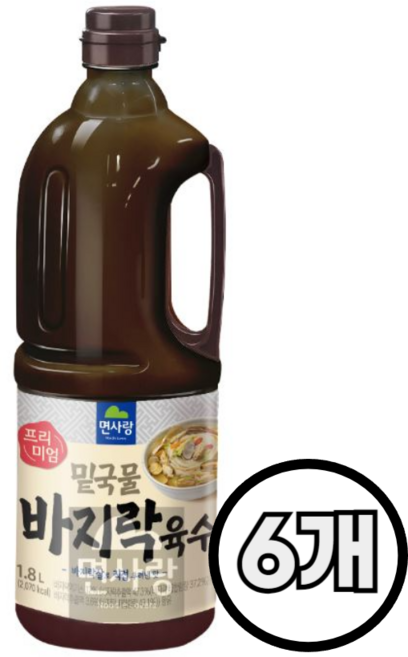면사랑 밑국물 바지락육수 1.8Lx6개 1박스 대용량 식자재, 1.8L, 6개