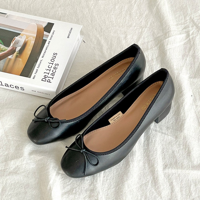 플라틴베이지 발편한 4cm 미들힐 여성 구두 (면접/기본템/정장)