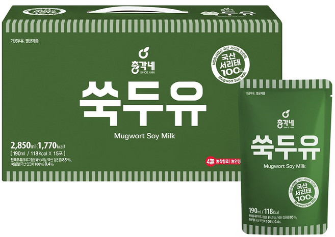 총각네 국산 서리태 쑥두유, 190ml, 15개