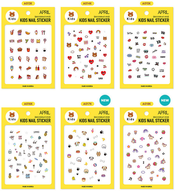 어린이 유아 여아 키즈 무독성 네일 손톱 아트 장식 스티커, A002K, 1개