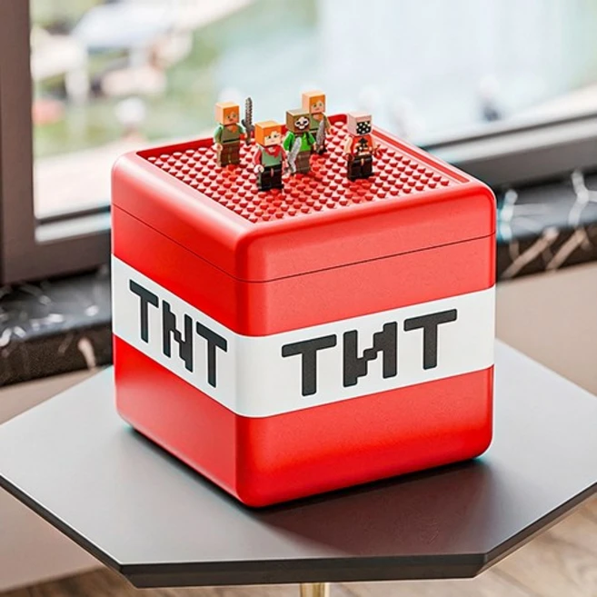 귀여운 블록 몬스터 TNT 박스 보관함, 1박스 - 쿠팡