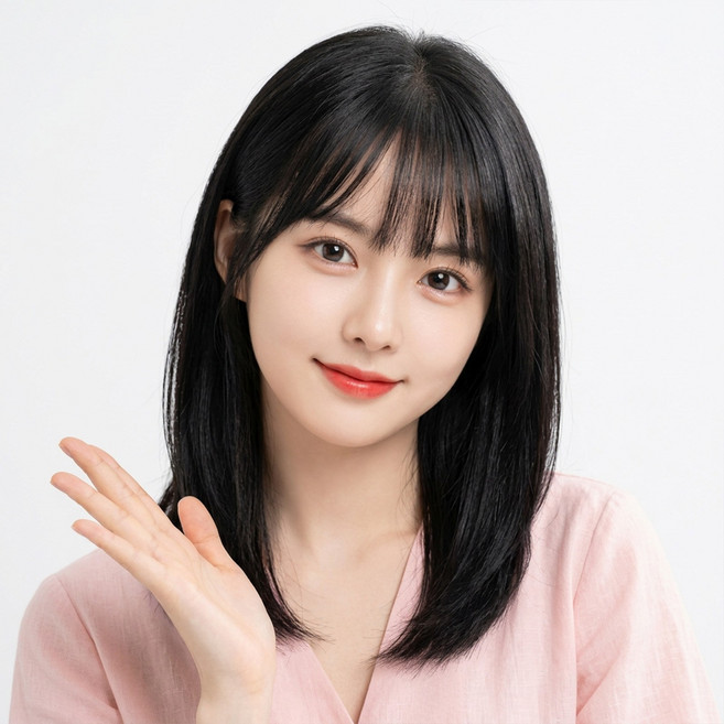 Lumiweft 여성 쇄골 앞머리 가발 내츄럴 레이어드 컷 중단발 헤어 수제 통기성 가발, 1개, 검정색