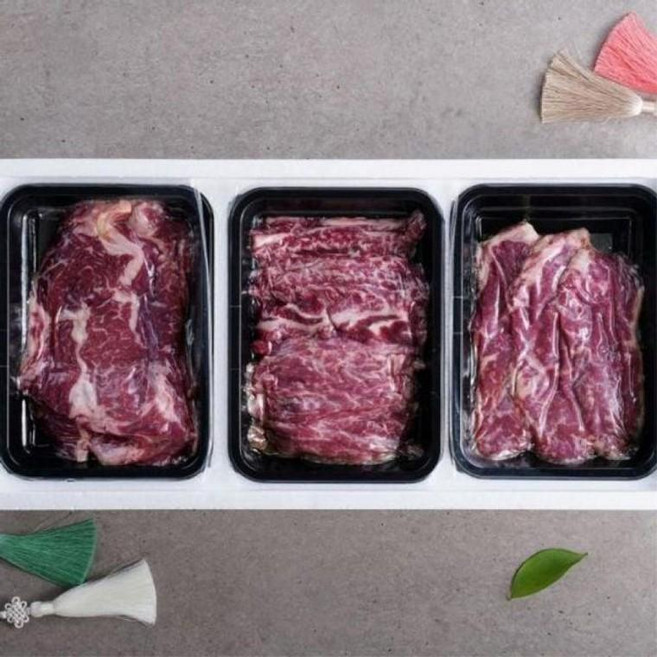 국내산 육우 소고기 선물세트 1kg 꽃등심 채끝살 갈비살, 1개