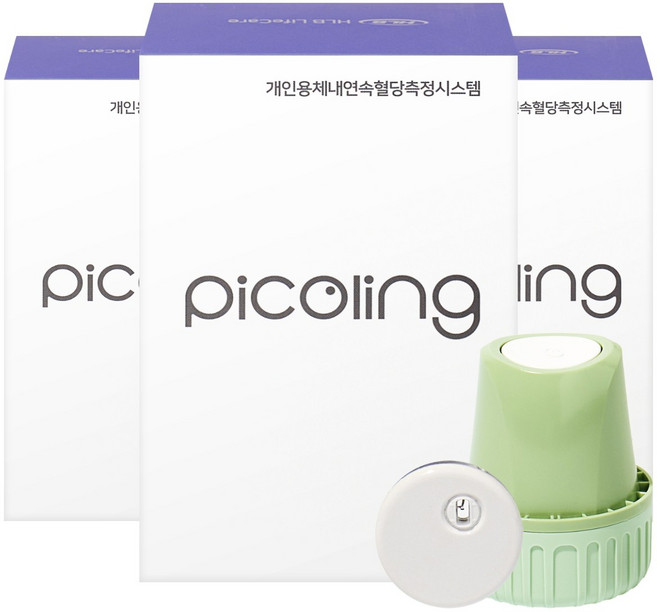 HLB라이프케어 피코링 연속혈당측정기 초소형 무채혈 혈당계 15일분, 3개, GX-01S