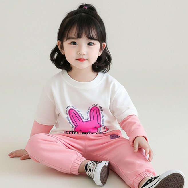 몽실이 래빗 레이어드티 상하복세트