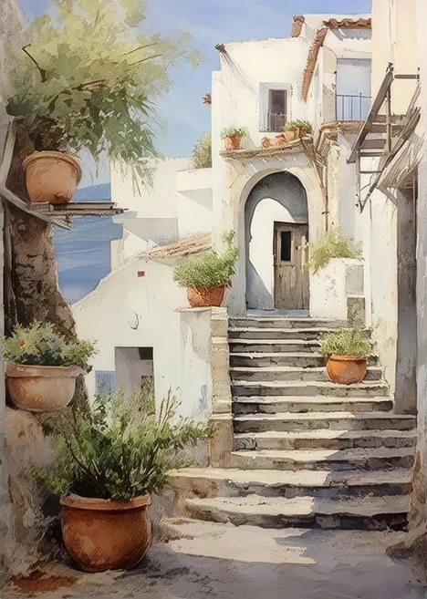 레트로 우아한 올리브 나무와 레몬 캔버스 포스터 꽃병 벽 예술 포스터 거실 침실 기숙사 홈 데코에 완벽한, 30x45cm Unframed, 14 WO-014-3