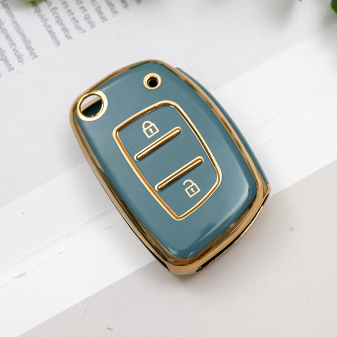 현대 포터2 스타랙스 호환 스마트 키 TPU 케이스 키링 키홀더, 2버튼 TA85, 그레이