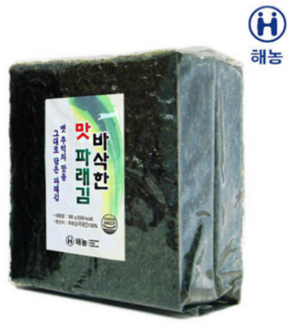 무조미 맛 파래김 두번구운 100매/봉 무가미 해농, 180g, 1개