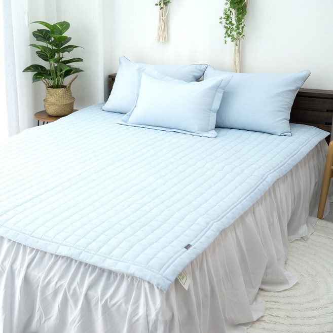 스노우별 화창한 이불 여름침대패드 냉감베게커버 시어서커 침구세트 아사침구세트 화창한 이불 향균성 리플 레이스이불, 극세사베개솜(40X60), 화이트