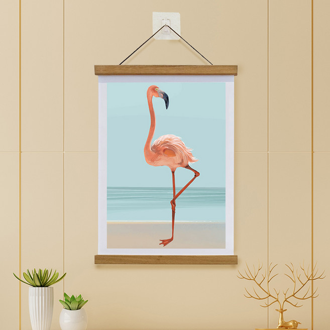 우드 행잉 프레임 + 투명 벽고리 + 양면테이프 세트 (31cm~110cm), 81cm, 1개