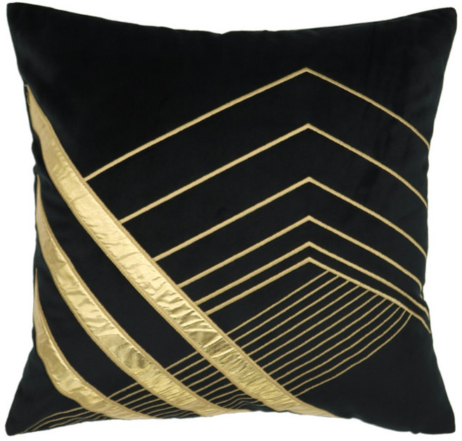 룸빌드 쿠션 럭셔리 이니셜 포인트 벨벳 등쿠션 사각 인테리어 쇼파 쿠션솜세트, 7No)골드라인블랙(58-3)