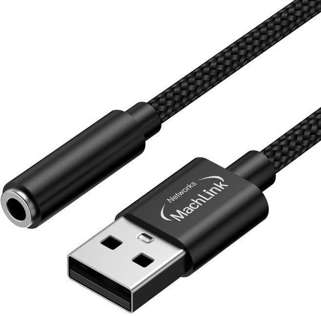 마하링크 USB A to 3.5mm 4극 스테레오 변환젠더 사운드카드 ML-UAUX2, 1개