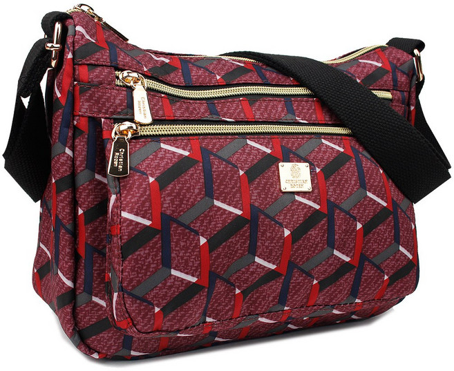 크리스챤 로젠 주머니 포켓 많은 여행 보조 가방 기하학 패턴 크로스백