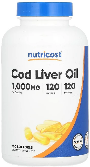 뉴트리코스트 대구 간유 1000mg 소프트젤 120정, Nutricost 뉴트리코스트 대구 간유 1000mg, 1개 - 쿠팡
