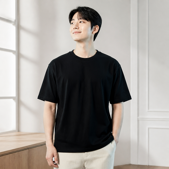 텐셀 모달 라운드 반팔티 쿨링 레이어드 무지 티셔츠