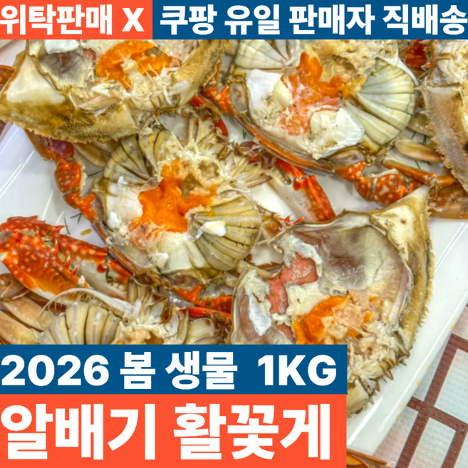 국내산 생물 알배기 활꽃게, 1개, 1kg