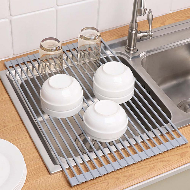 센스올 식기 건조대 싱크대 설거지 선반 실리콘 정리대, 1개, 그레이, 1단