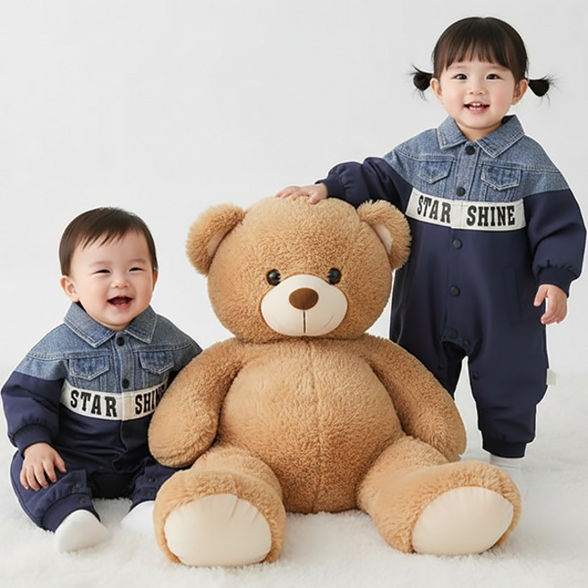 몽실이 데님 패치워크 우주복 아동 유아 남아 가을 점프슈트 외출복