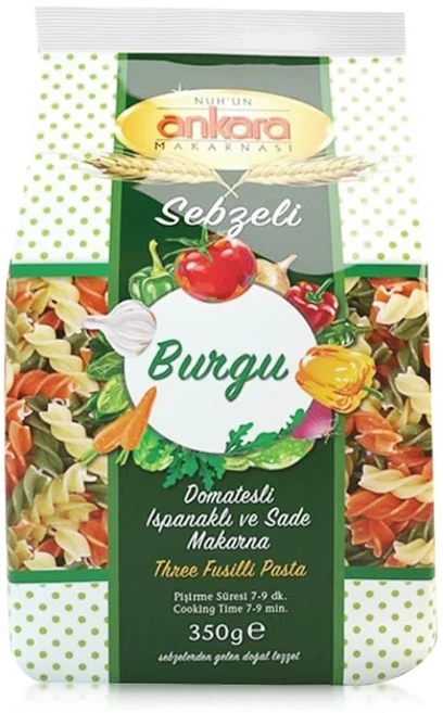 Ankara 安卡蘿 三色螺旋麵 義大利麵 杜蘭小麥 土耳其進口, 350g/包, 1個