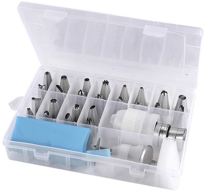 Zilanya 모양 깍지 세트, 소형 깍지 24개 + 대형 깍지 4개 + 보관함, 1개, 실버