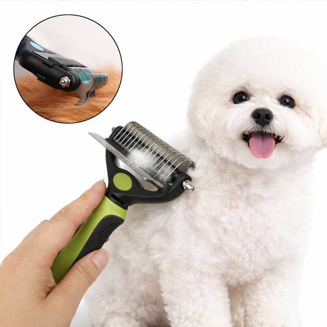 강아지 고양이 엉킨털 죽은털 제거 브러쉬 털빗, 1개, 그린