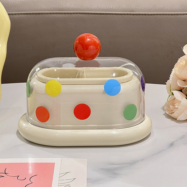 거와스 대용량 투명 요지 면봉 수납함, 레드, 1개