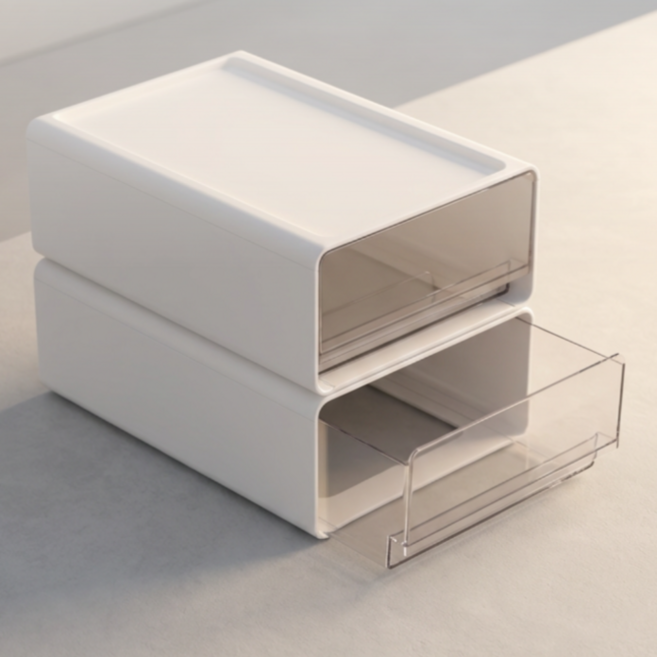 라토브 차곡차곡 적층형 수납함 투명 서랍 정리함 데스크 화장대 문구 수납함, 중형, 1개