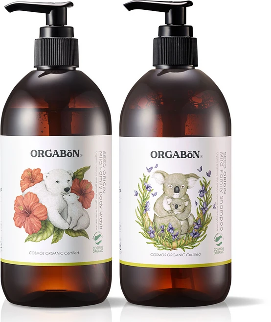 오가본 유기농 패밀리 아기 클린 샤워 2종 세트 샴푸+바디워시, 1세트, 380ml - 쿠팡