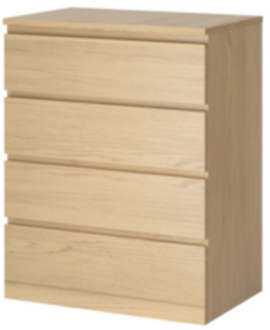 이케아 MALM 말름 4칸서랍장 화이트스테인 참나무 무늬목 80x100 cm 903.546.62, 4단