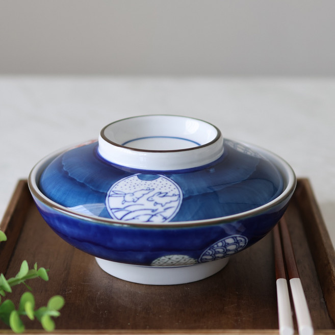일본 돈부리 그릇 덮밥 뚜껑 세트 도자기 일식, 08 딥블루 돈부리 세트 CM-302
