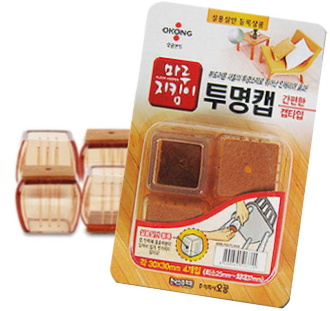 보헷 의자 발커버 소음방지캡 투명 사각 3CM, 1개