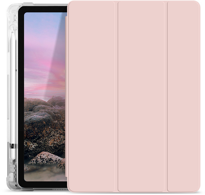 투에이비 아이패드 클리어 펜슬 수납 홀더 지문방지 케이스, 핑크