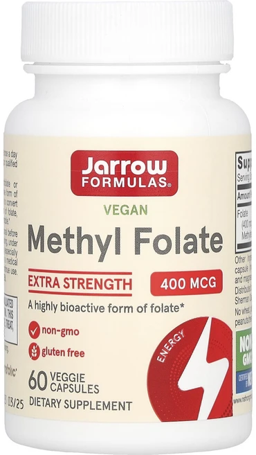 Jarrow Formulas 비건 메틸엽산 엑스트라 강도 400mcg 베지 캡슐 60정, 1개 - 쿠팡
