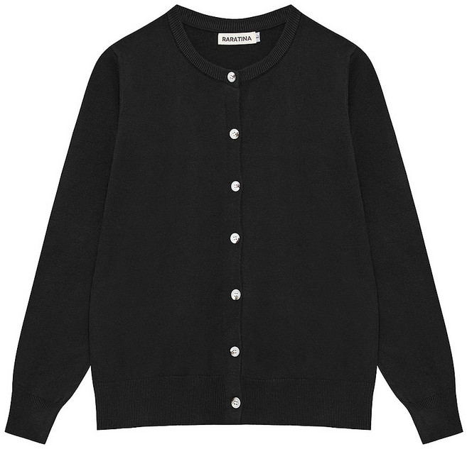 라라티나 시몬 여성용 데일리 간절기 니트 기본 라운드넥 가디건