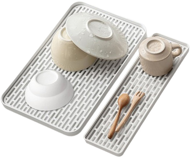 살림하는집 깔끔 주방 미니 물빠짐 트레이 컵 식기건조대 세트, 1세트, 옵션1 (S슬림형 + L넉넉형), 1단