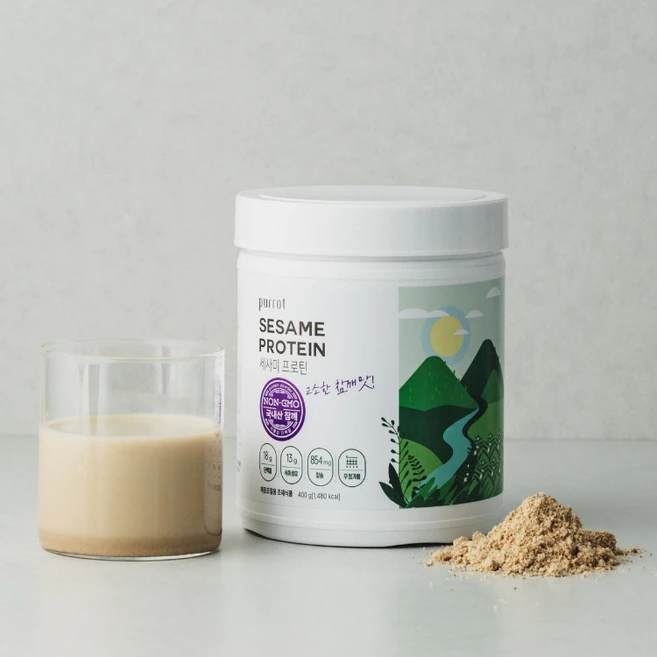 퓨롯 세사미 프로틴 비건 다이어트 NON-GMO 참깨 단백질 쉐이크 400g, 1개 - 쿠팡