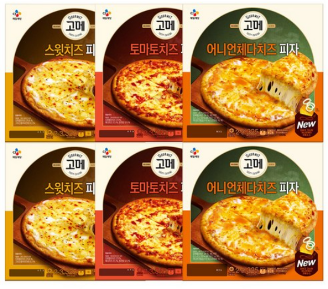치즈피자 3종세트(스윗2+토마토2+어니언체다2), 1개, 325g