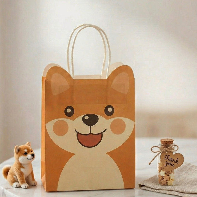 귀여운 동물 답례품 선물 쇼핑백, 10개, 방긋멍멍