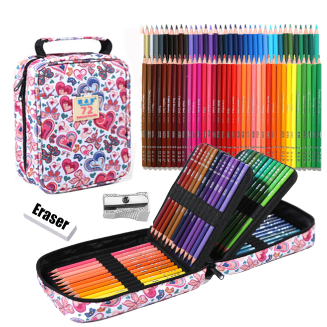 프리미엄 유성 72컬러 120컬러 컬러가드 페브릭 옥스포드 유성 색연필 +연필깎이+지우개, 1세트, 72색