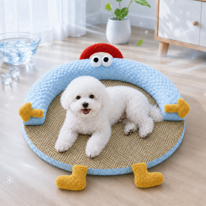 Mosashoe 여름 쿨링 강아지 방석 통기성 대나무 강아지 고양이 쿨매트, 1개, 블루