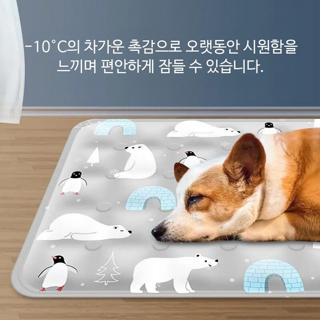 강아지용 여름 쿨링 매트 대형견용 냉감 패드 알러지케어 진드기방지 면패드, 1개, 극지 세계 냉감 젤 아이스 매트